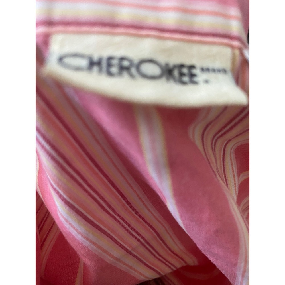 Cherokee Womens 26W Pink White Striped Sleeveless Button Down Cotton Shirt Top